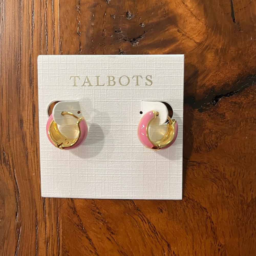 Talbots Huggie Hoop Pink Earrings